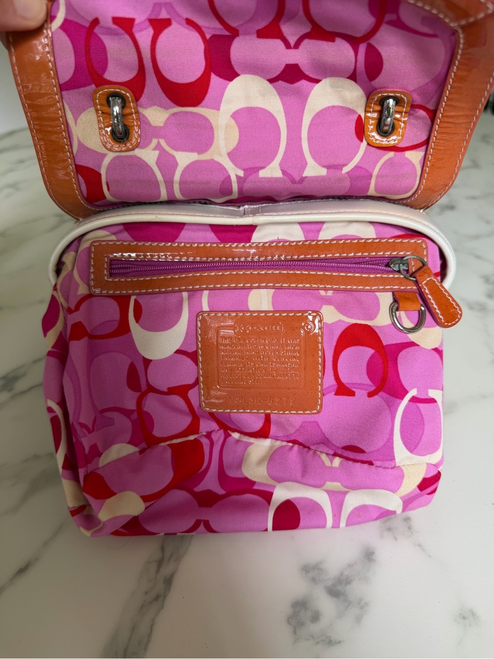 Coach Vintage Y2K Soho Straw Top Handle Basket Satchel Bag 6272 Pink White - Picture 10 of 16